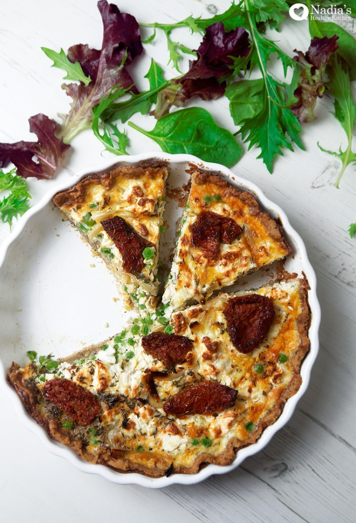 Pea, Caramelised Onion and Feta Quiche