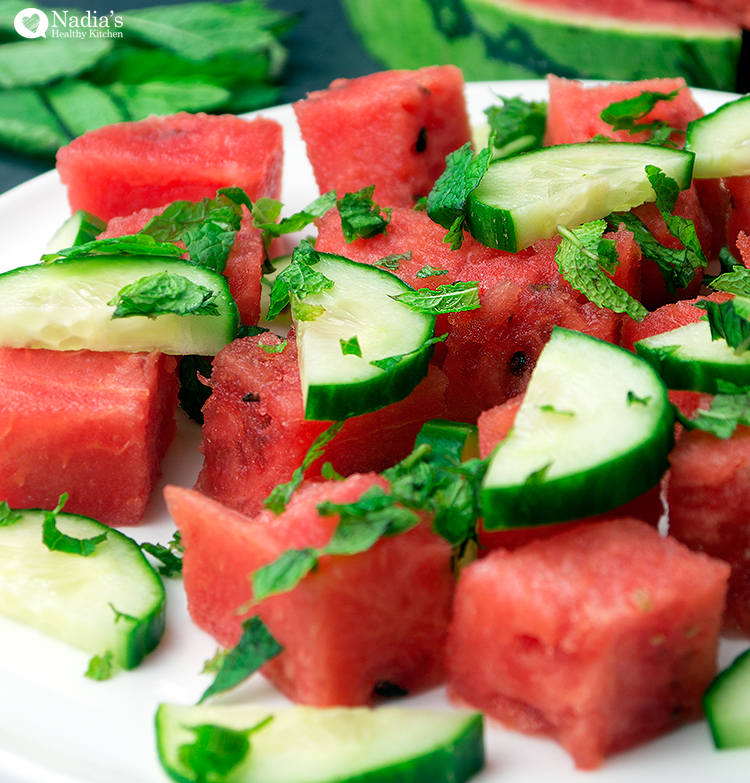 watermelon cucumber and mint salad