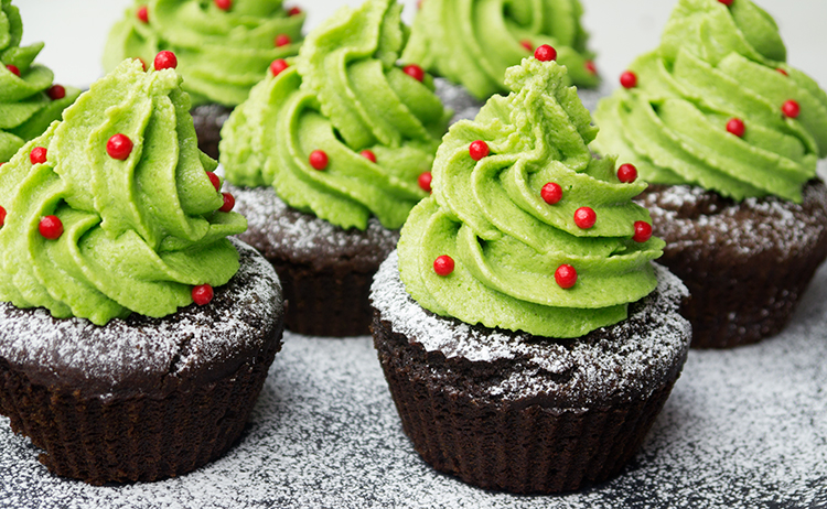 healthy Christmas Tree Cupcakes
