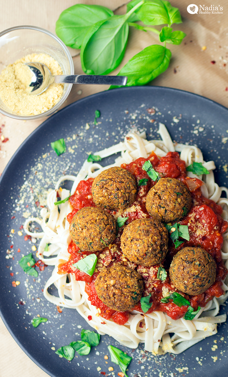 Lentil Meatball Spaghetti - Nadia's Healthy Kitchen