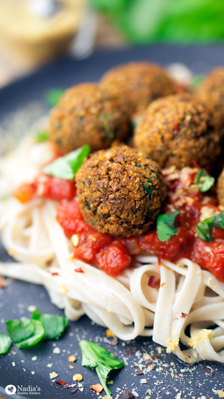 Lentil Meatball Spaghetti - Nadia's Healthy Kitchen