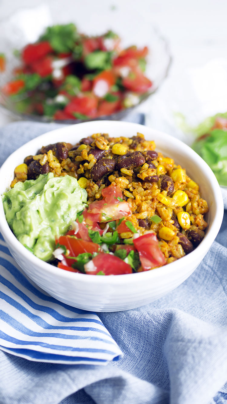 Mexican Bean Rice with Salsa & Guacamole - Nadia's Healthy Kitchen