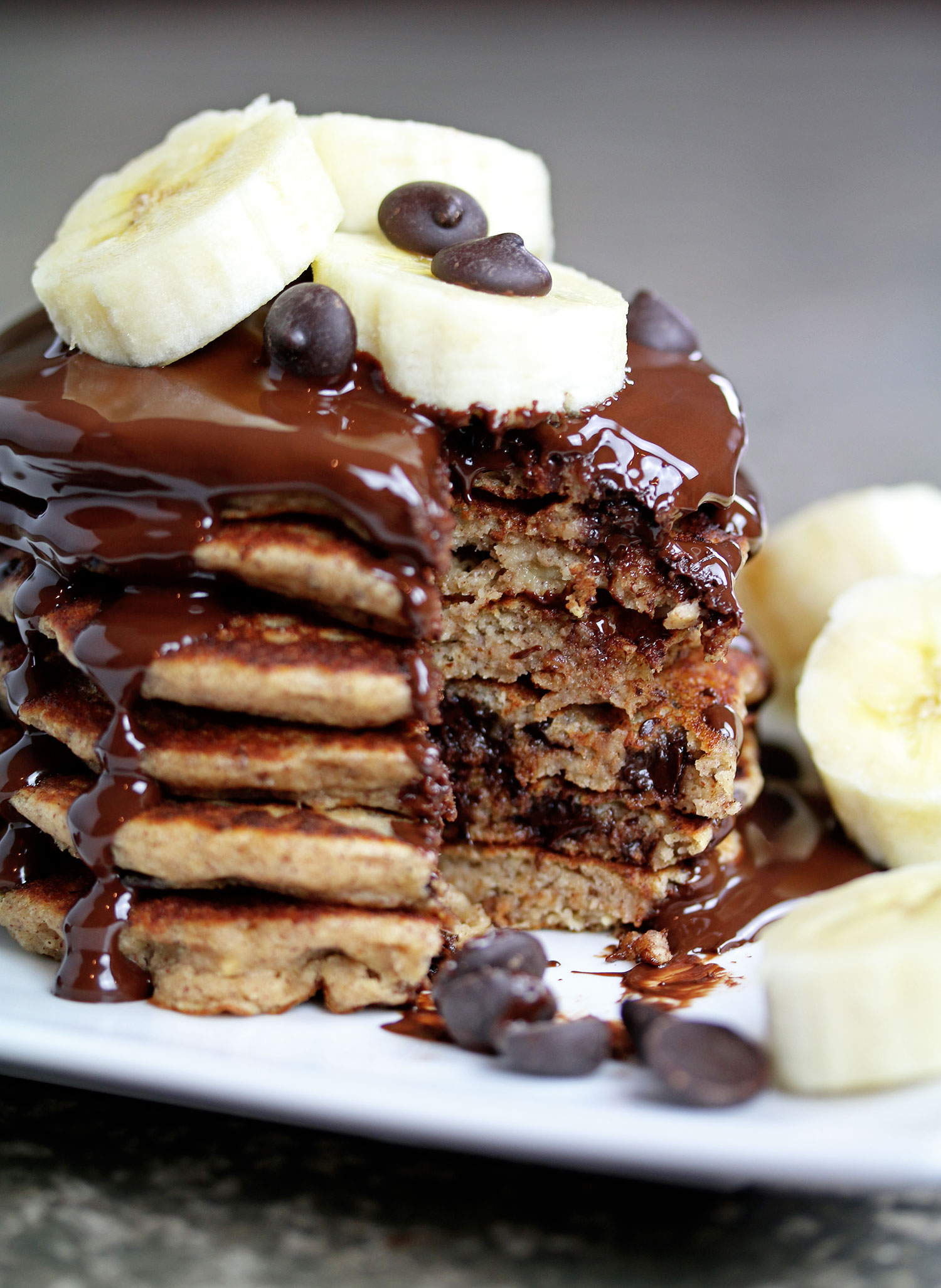 Vegan Banana Chocolate Chip Pancakes - Nadia's Healthy Kitchen