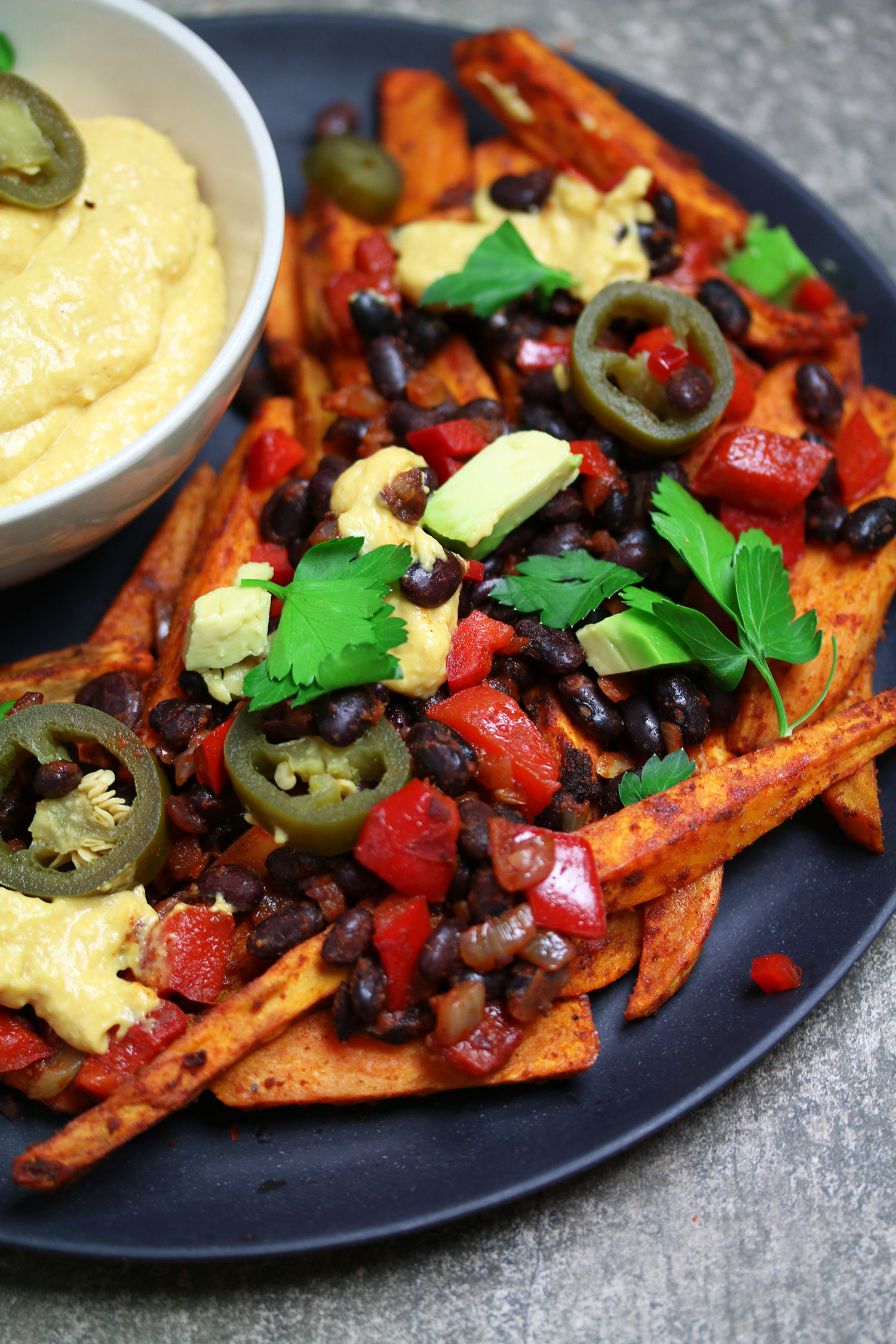 Loaded Mexican Sweet Potato Fries with a Vegan Cheese ...