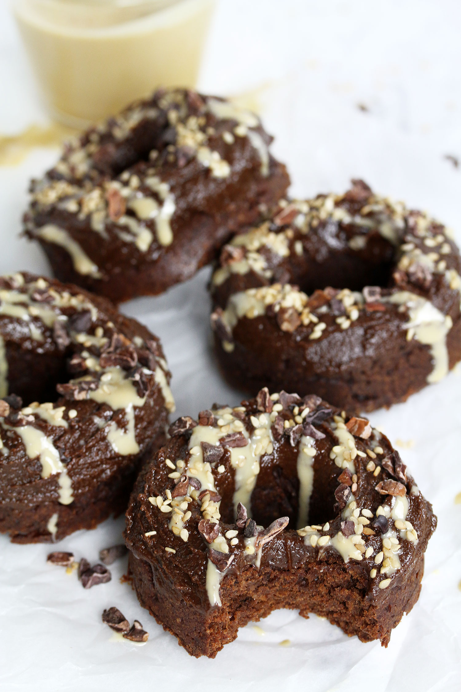 Chocolate Tahini Doughnuts (Vegan, Gluten-free) - Nadia's Healthy Kitchen