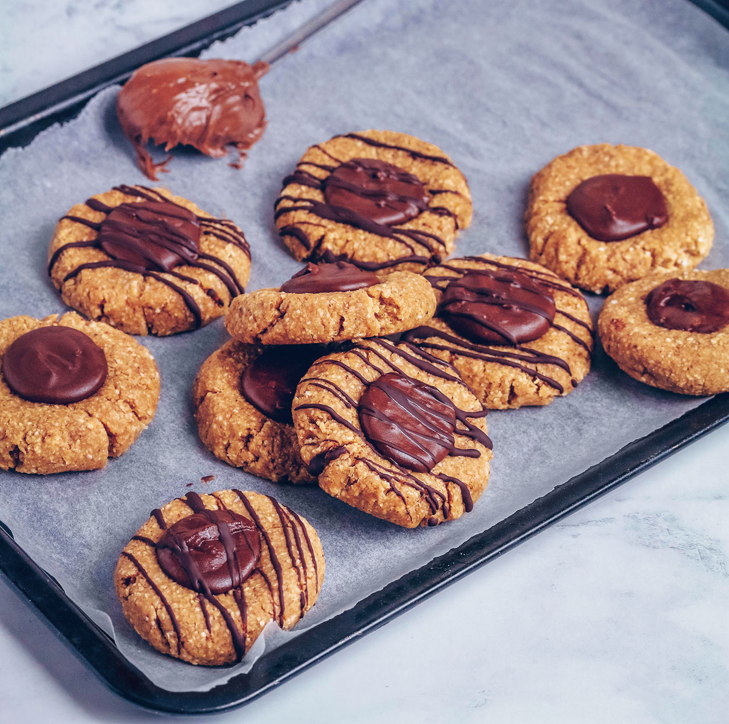 Chocolate Thumbprint Cookies (No-Bake, Vegan & Gluten-free) - Nadia's ...