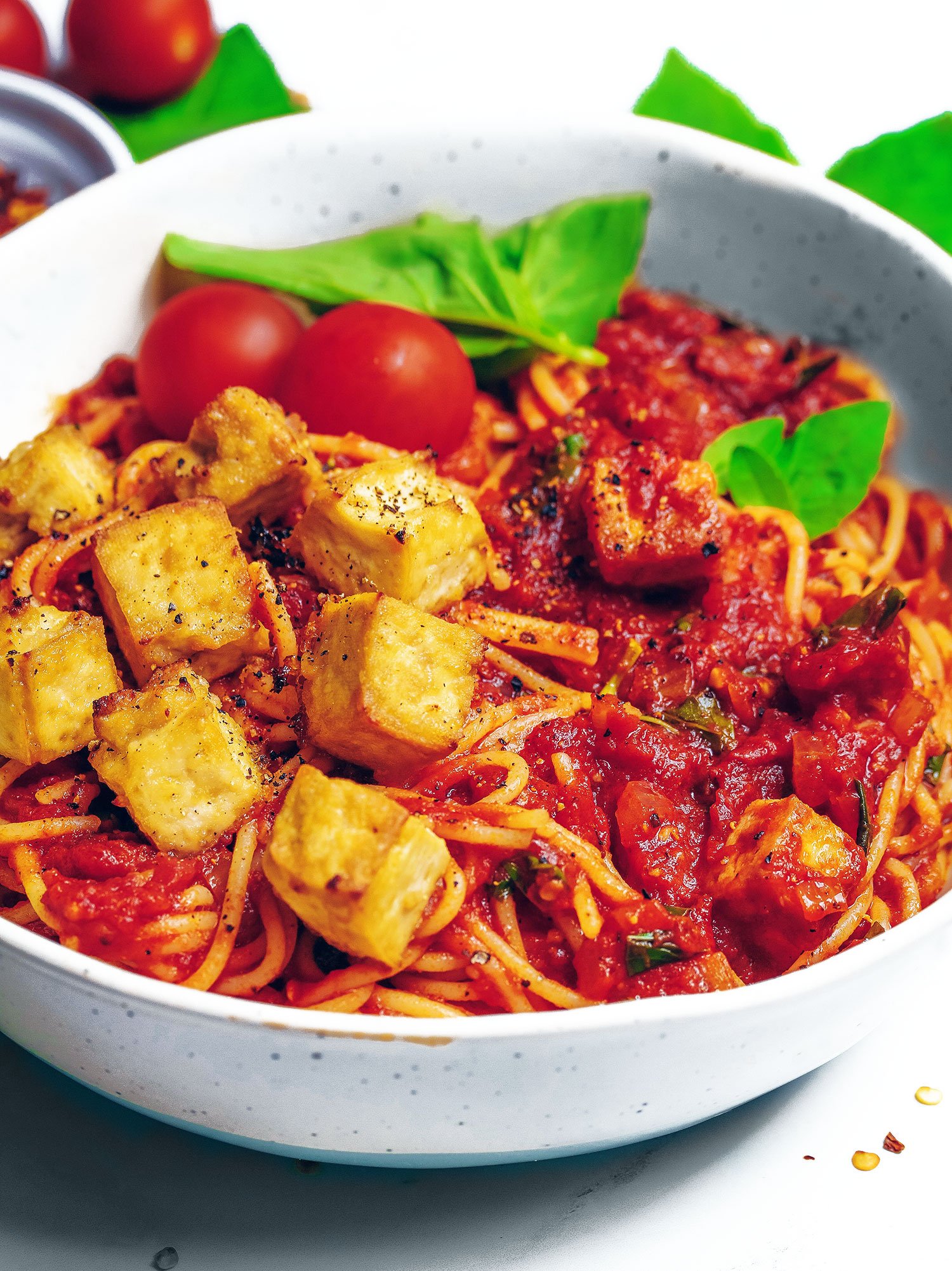 Tofu Spaghetti in a Tomato Sauce (Vegan &amp; Gluten-free) - Nadia&amp;#39;s ...