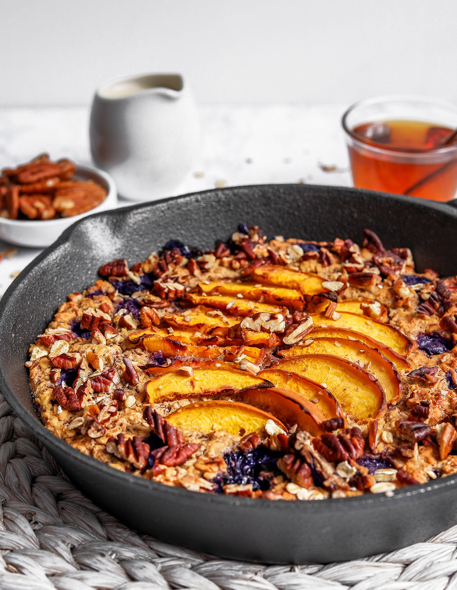 Blueberry Nectarine Baked Porridge - Nadia's Healthy Kitchen