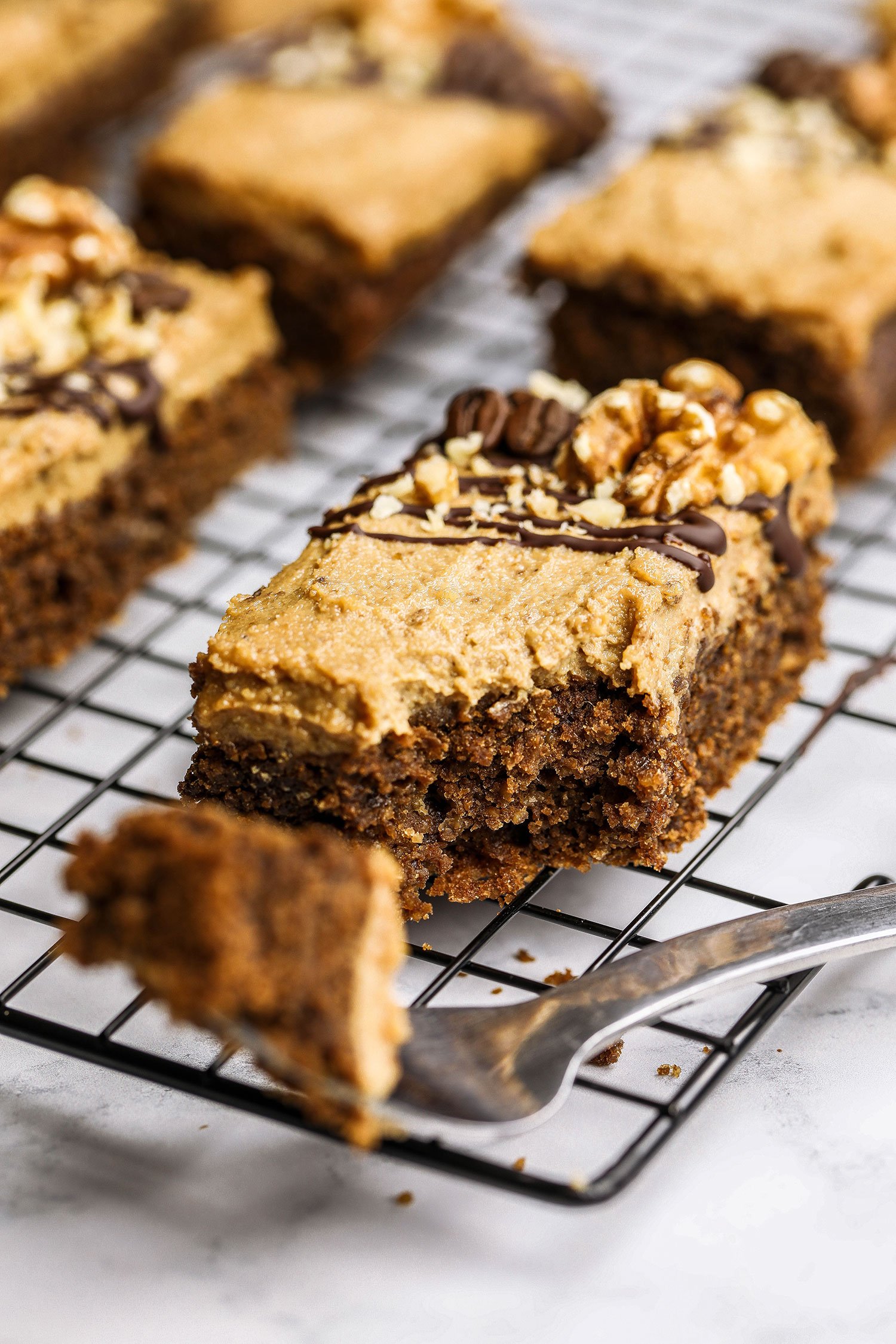 California Walnut Coffee Cake Bars - UK Health Blog - Nadia's Healthy