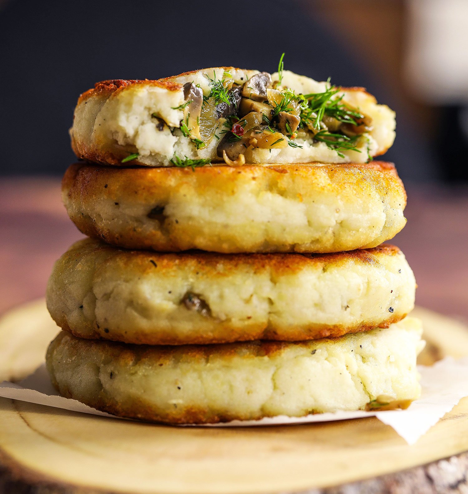 Mushroom Stuffed Potato Cakes Nadias Healthy Kitchen 