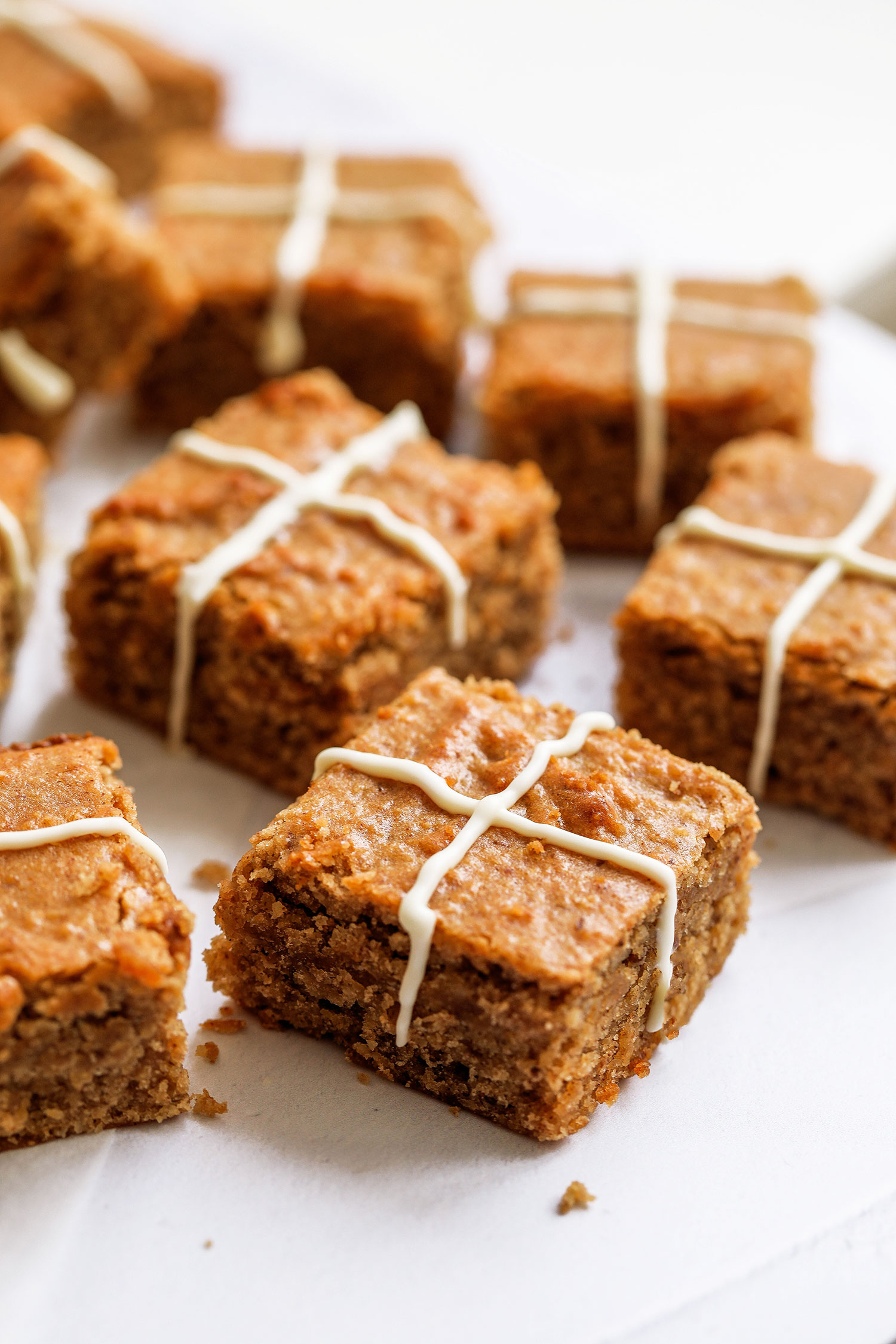 Gluten-free Vegan Hot Cross Blondies - Nadia's Healthy Kitchen