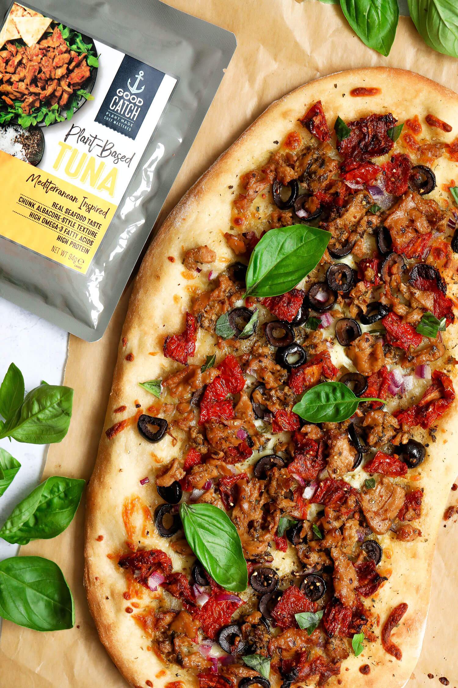 Vegan Mediterranean Tuna Pizza - UK Health Blog - Nadia's Healthy Kitchen