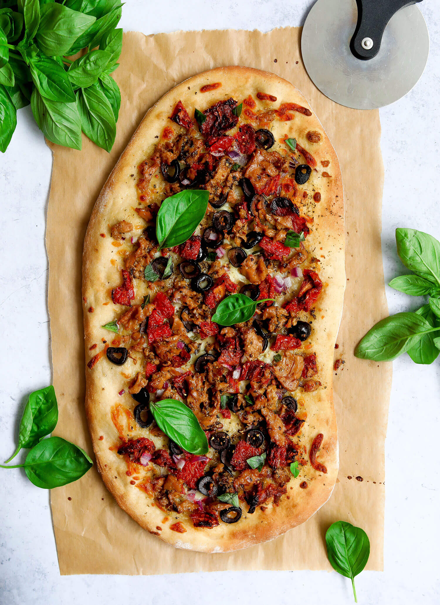 Vegan Mediterranean Tuna Pizza - UK Health Blog - Nadia's Healthy Kitchen