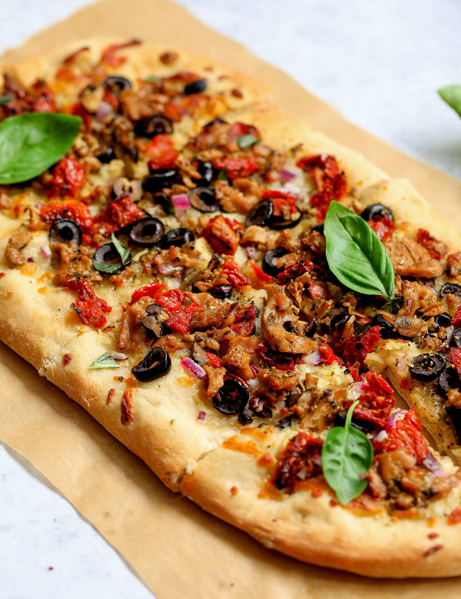 Vegan Mediterranean Tuna Pizza - UK Health Blog - Nadia's Healthy Kitchen