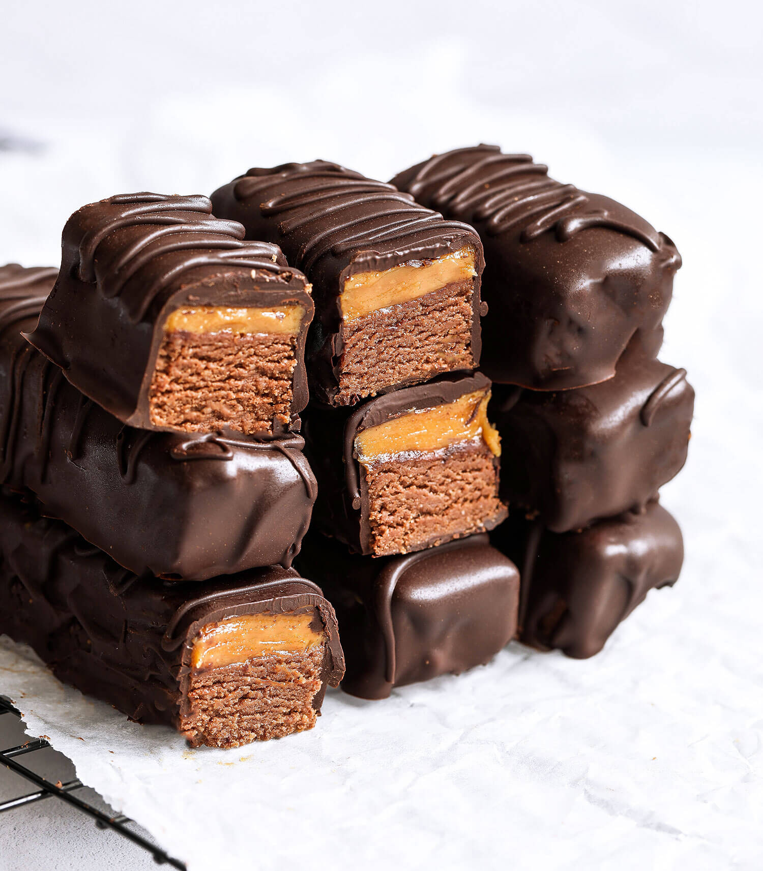 Vegan Salted Caramel Chocolate Protein Bars 