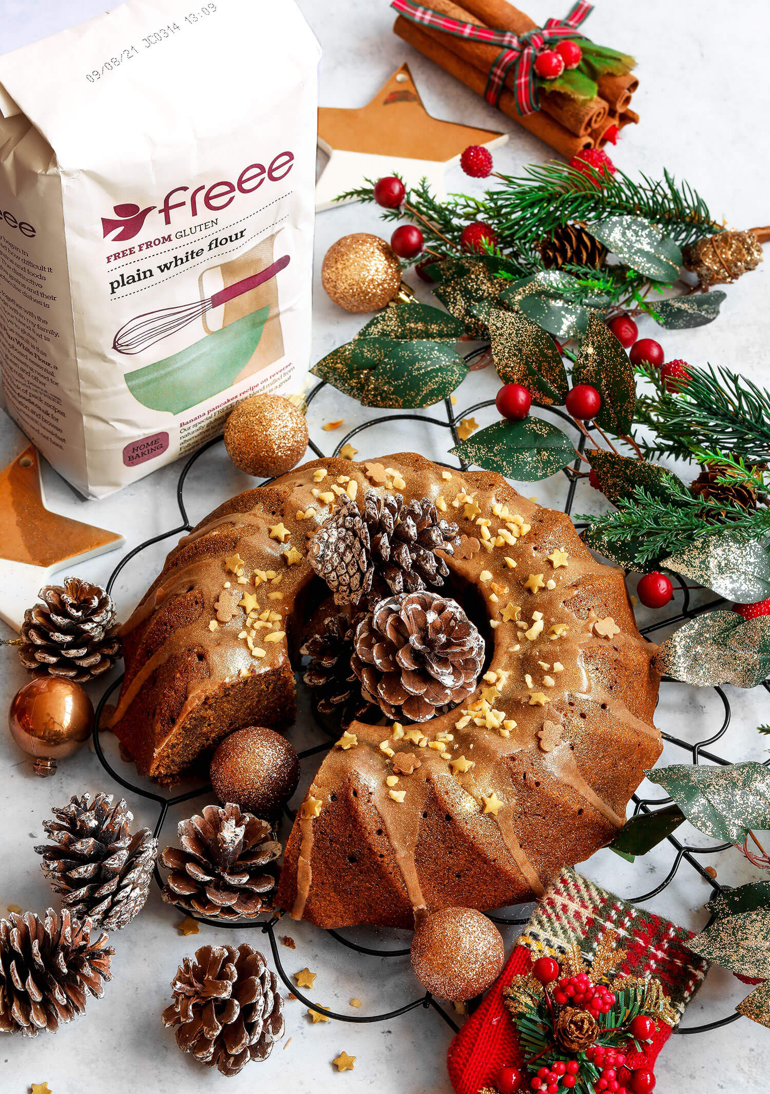 Christmas Snowflake Bundt Cake - Gluten Free, Dairy Free Recipe