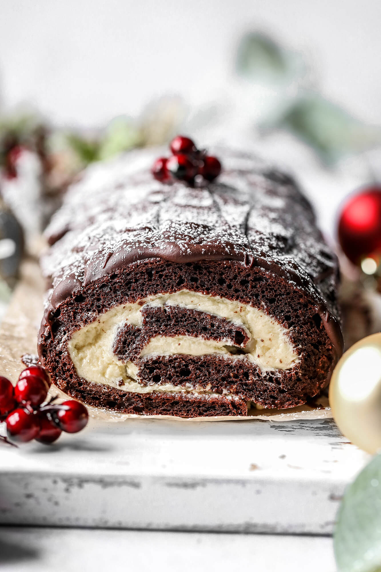 Protein Chocolate Log Cake - The Best Healthy Yule Log!