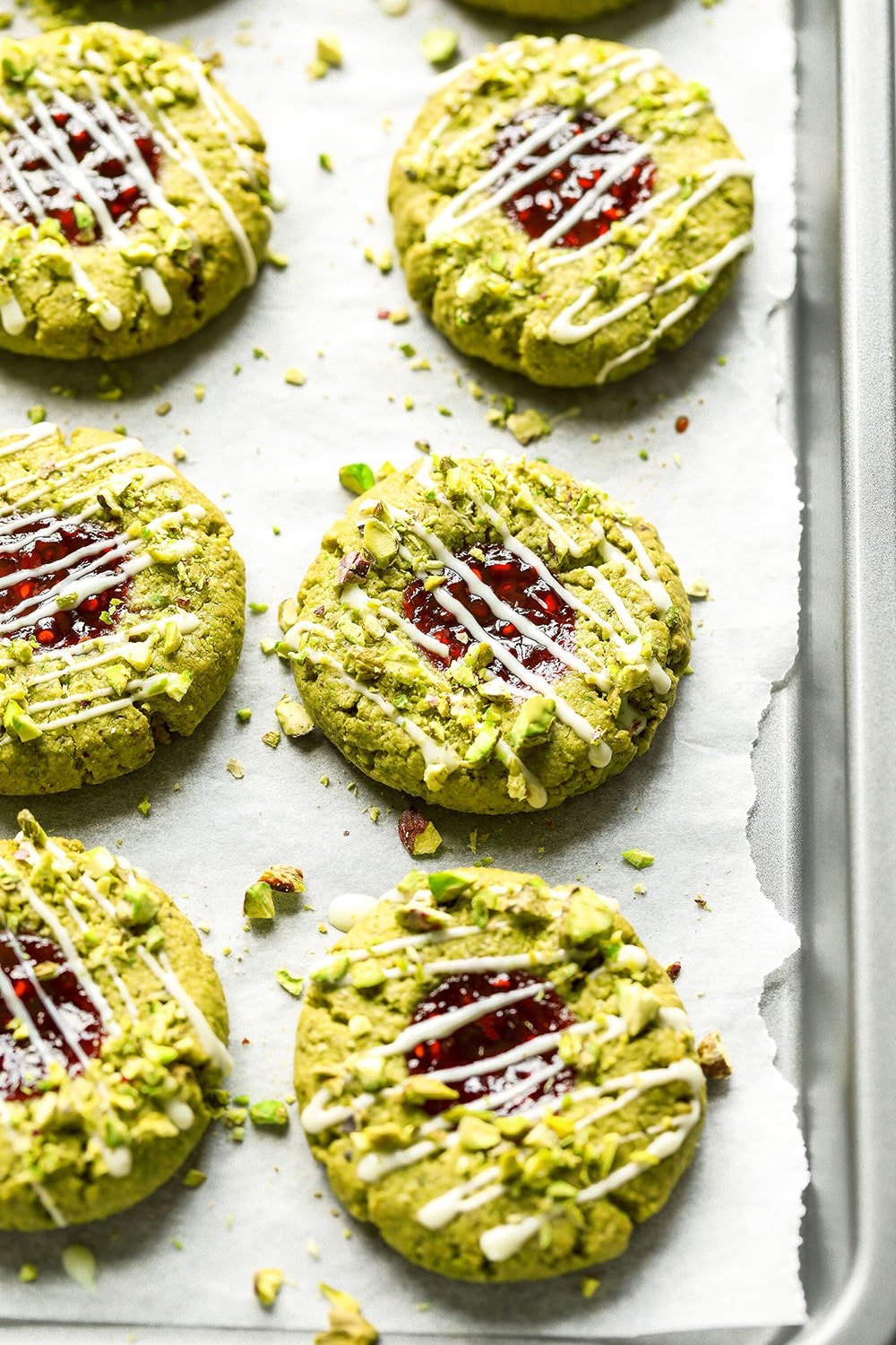 Pistachio & Cardamom Jam Thumbprint Cookies