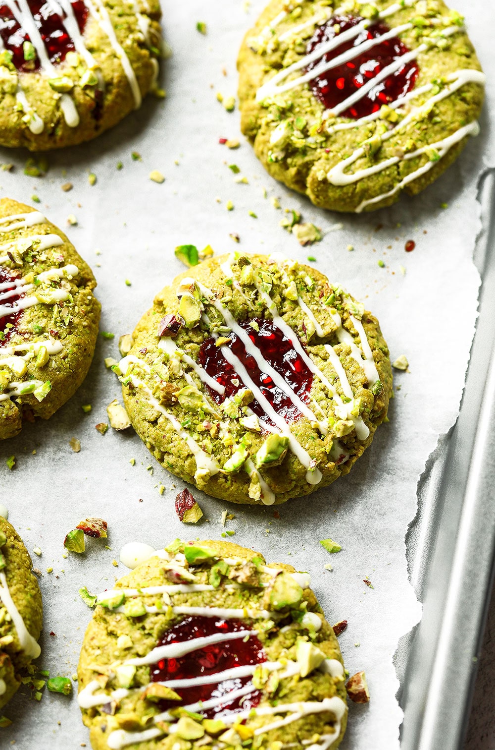 Pistachio & Cardamom Jam Thumbprint Cookies