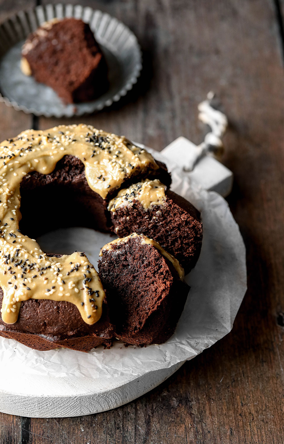 Vegan Chocolate Tahini Bunt Cake