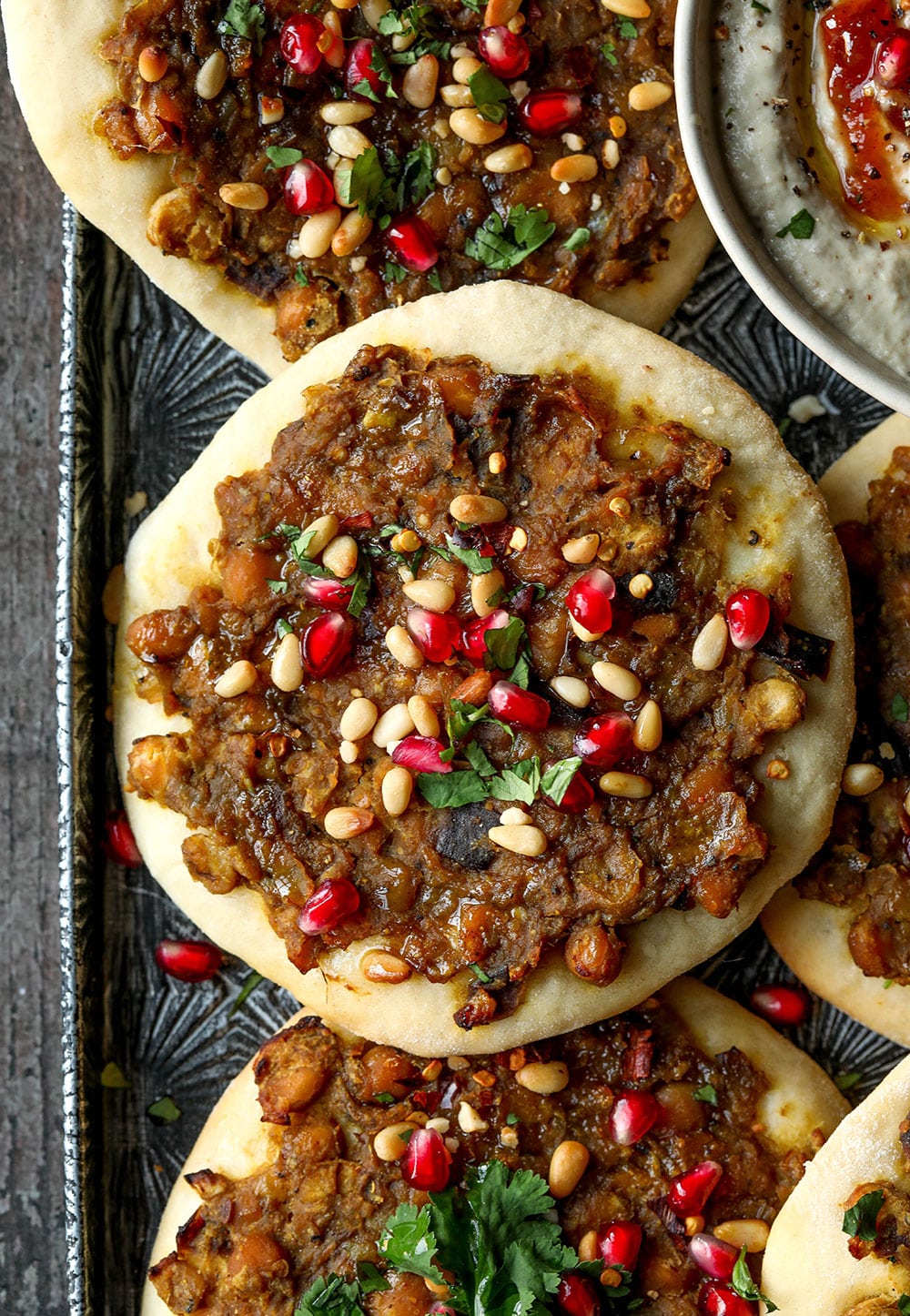 Middle Eastern Chickpea Aubergine Flatbreads