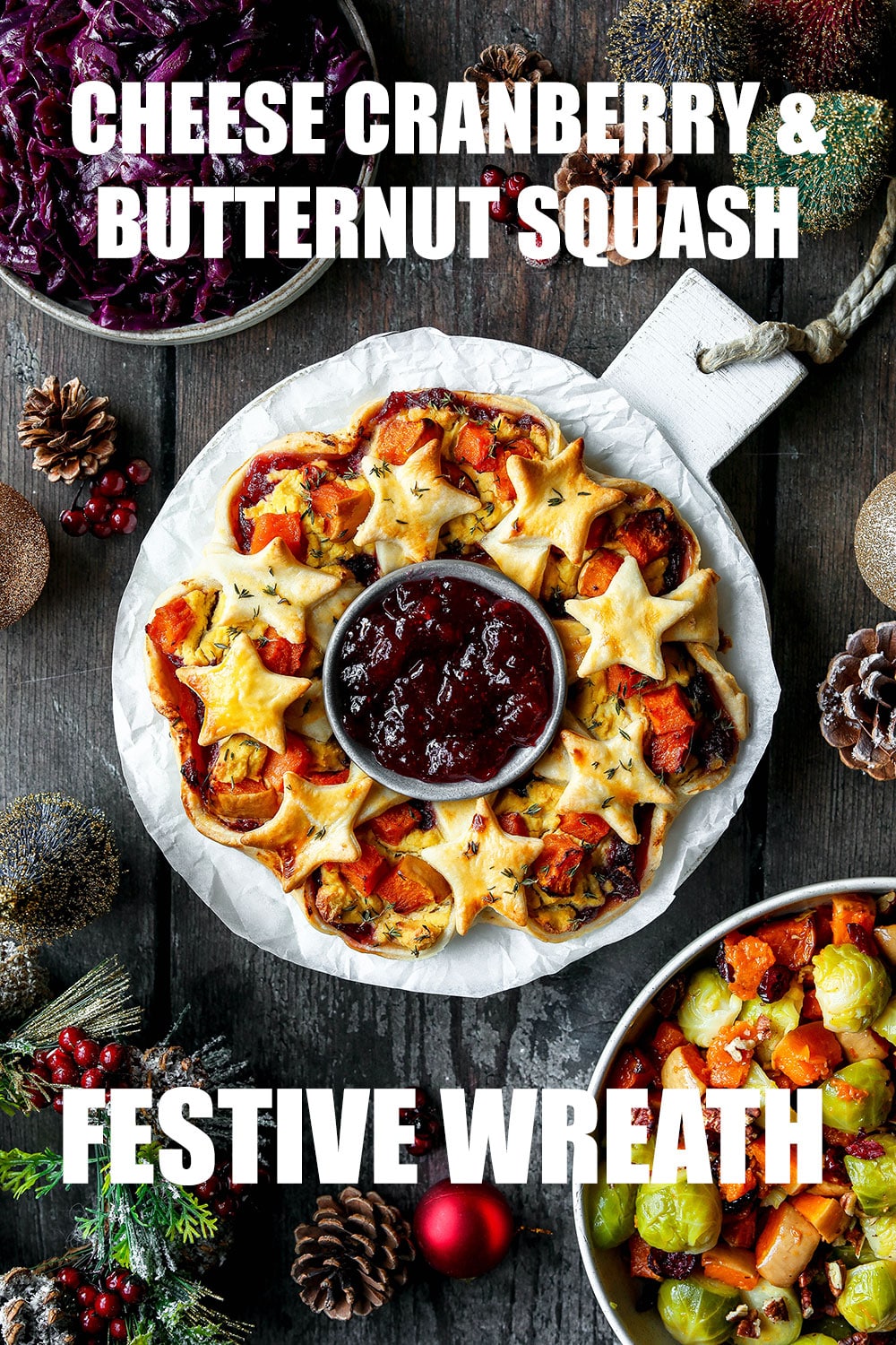 Vegan Cheese Cranberry Butternut Squash Wreath