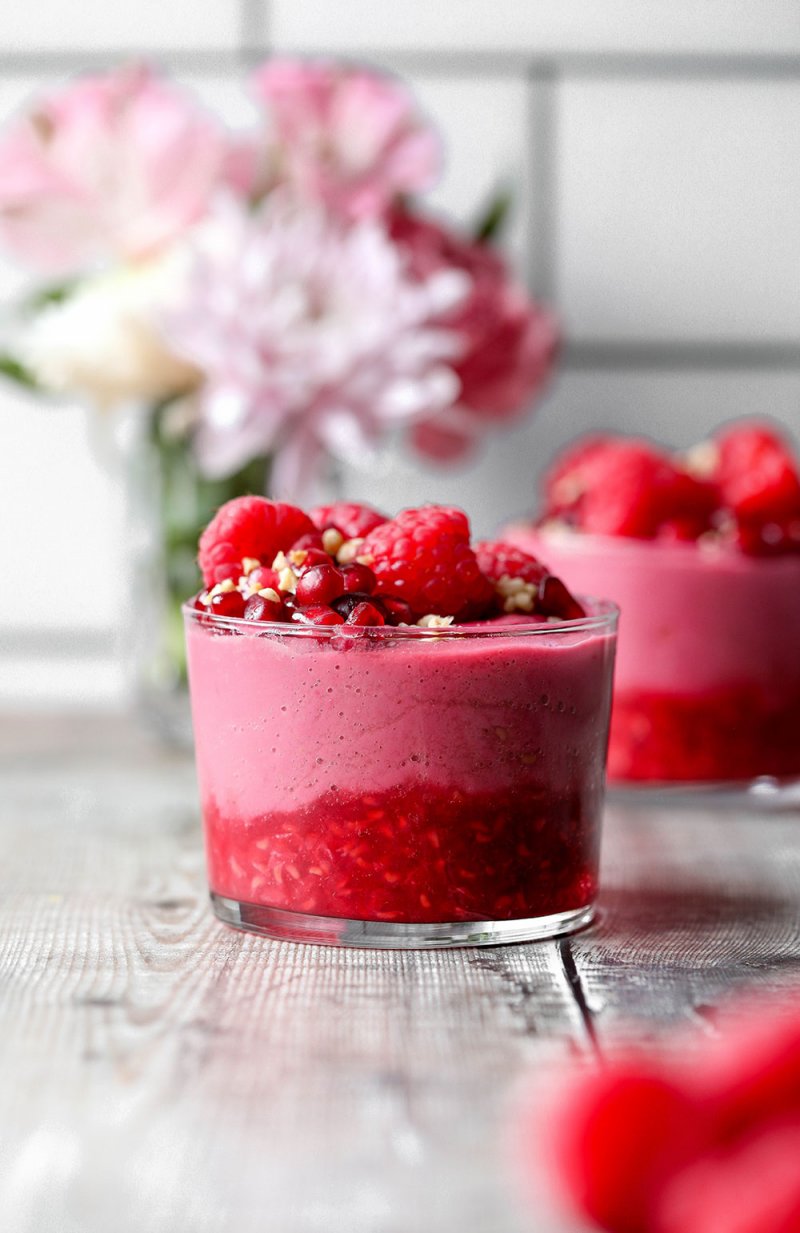 Vegan Raspberry Pudding (Healthier Dessert)