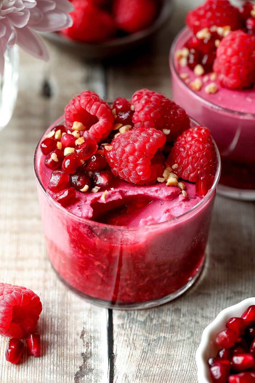 Vegan Raspberry Pudding (Healthier Dessert)