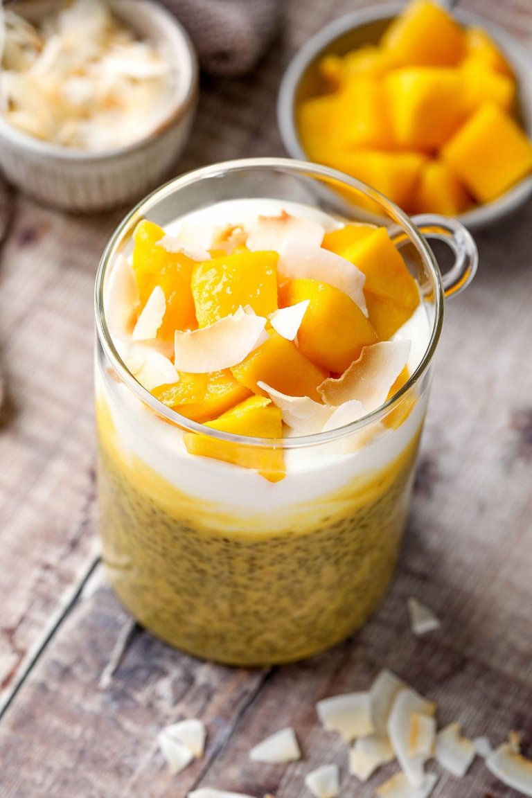 Protein Mango Coconut Chia Pudding (Vegan)