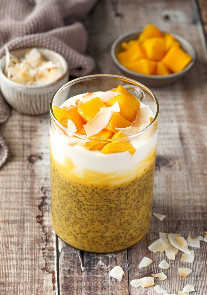 Protein Mango Coconut Chia Pudding (Vegan)